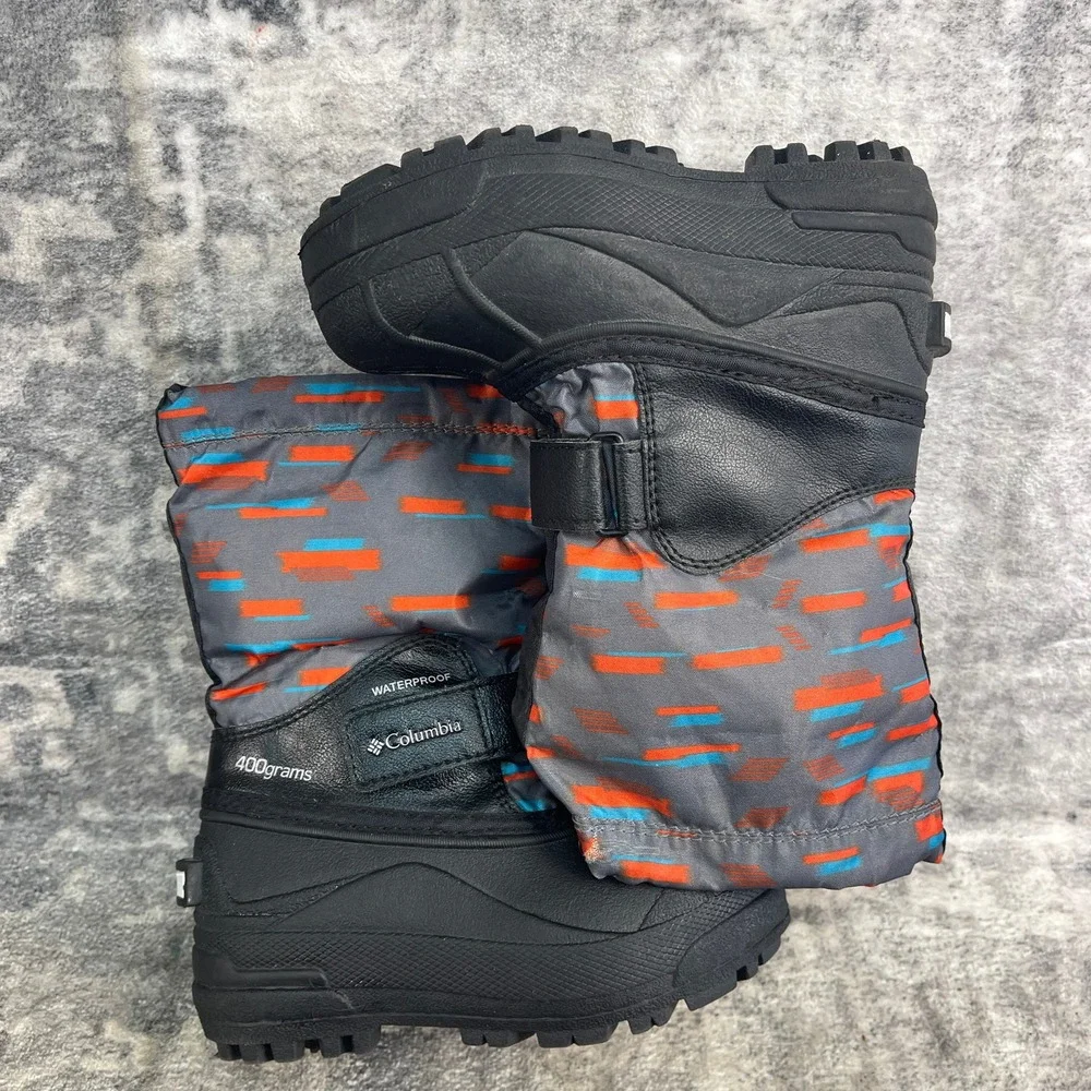 Columbia Boys Size 10 Powder Bug Forty Snow Boots Waterproof Gray Orange